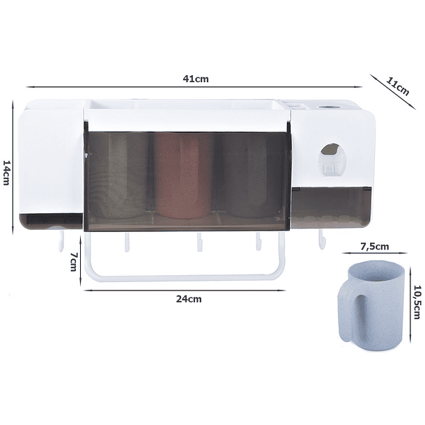Organizador de Escovas e Copos c/ Dispensador de Pasta 3