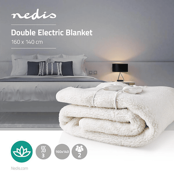 Cobertor Eléctrico em Lã Branco (160 x 140 cm) - NEDIS 4