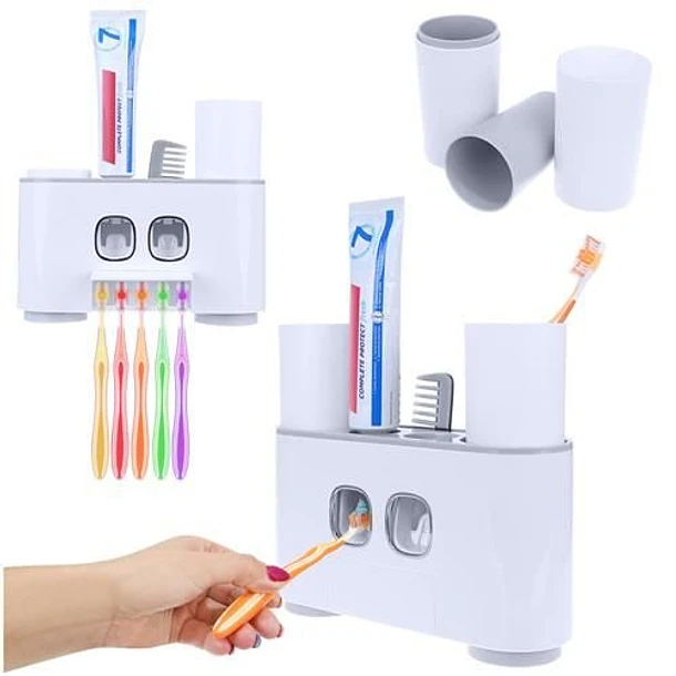Dispensador Duplo de Pasta Dental c/ Suporte para Escovas 1