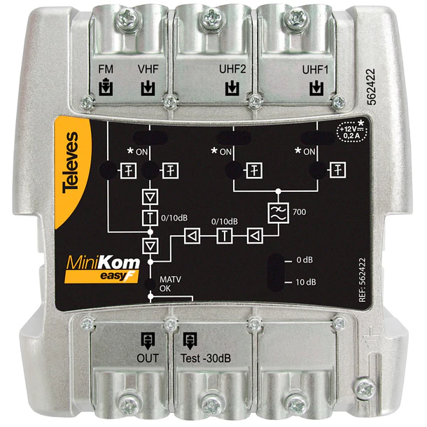 Amplificador Minikom MATV 4E/1S 