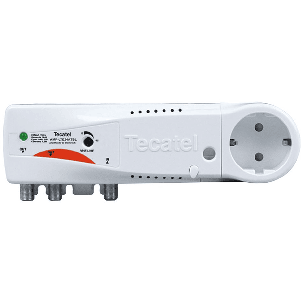 Amplificador TV Interior 1 Entrada / 2 Saídas c/ Tomada 220V  - TECATEL 