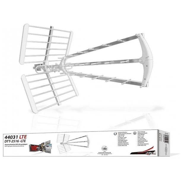 Antena TDT UHF Angular DTT-2516 -5G 16dB (25 Elementos) c/ Filtro LTE 5G - Jolly Line 2