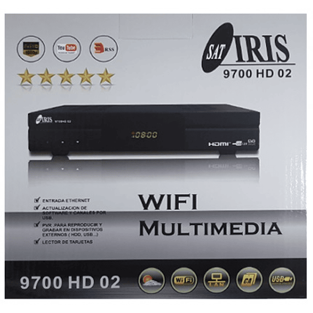 Receptor Satélite DVB-S2 / DVB-T2 Full HD Wi-Fi Ethernet 