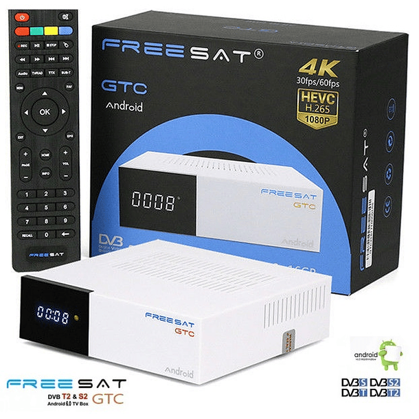 Receptor COMBO 4K (DVB-T2 / S2 / C ISDB-T Android 6.0) 2GB/16GB TV ANDROID - FREESAT 1