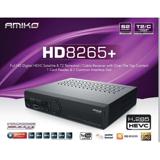 Receptor COMBO HD H.265/HEVC (SAT + CABO + TDT) - AMIKO 4