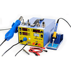 Estação Soldadura Digital Ar Quente + Ferro Soldar (480ºC) c/ Fonte Alimentação 3A 1