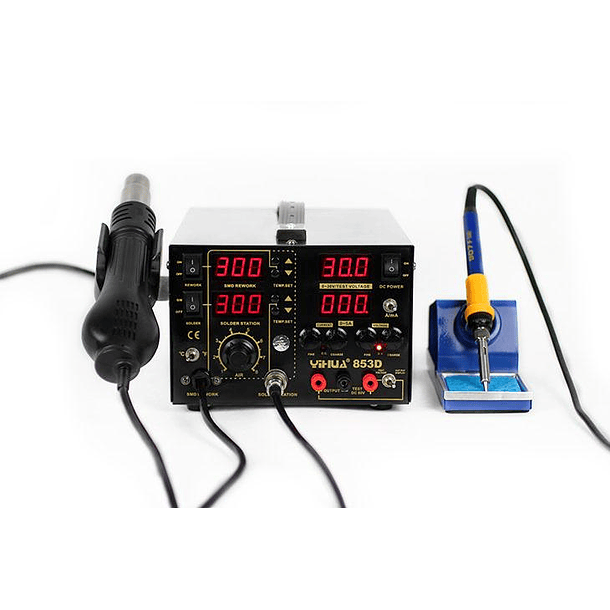 Estação de Soldadura e Ar Quente SMD 1000W c/ Fonte de Alimentação 5A - YIHUA 4