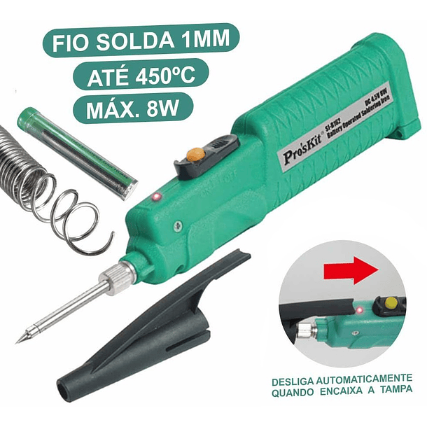 Ferro de Soldar a Pilhas 8W 450ºC - Proskit 1
