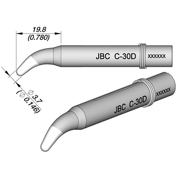 Ponta Curva Longa Duração 3,7mm p/ Ferro Soldar JBC 