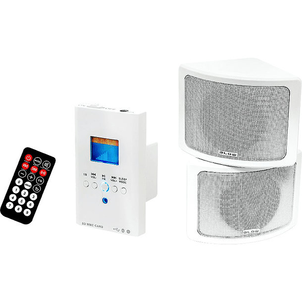 Amplificador Instalação 15W RMS Bluetooth/USB/SD/AUX/FM c/ 2 Colunas - BLOW 1