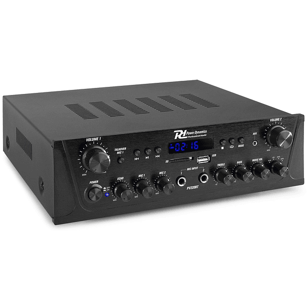 Amplificador 2 Canais Bluetooth FM MP3/USB/SD 2x 100W (PV220BT) - Power Dynamics 1