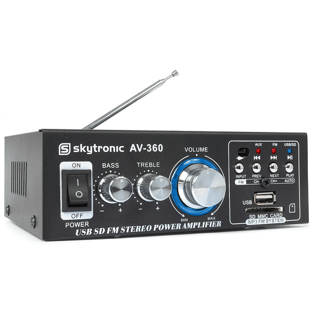 Amplificador Hi-Fi (FM/SD/USB/MP3) 2x 40W RMS - Skytronic AV360 1