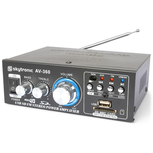 Amplificador Hi-Fi (FM/SD/USB/MP3) 2x 40W RMS - Skytronic AV360 2