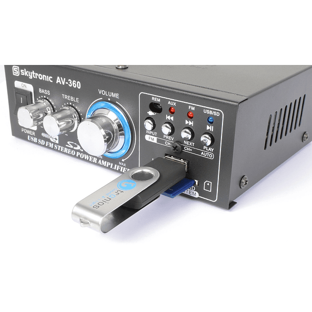 Amplificador Hi-Fi (FM/SD/USB/MP3) 2x 40W RMS - Skytronic AV360 4