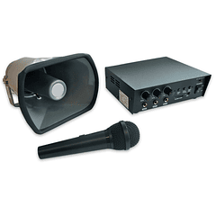 Pack Amplificador PA 30W RMS 12/220V + Corneta 25W RMS + Microfone