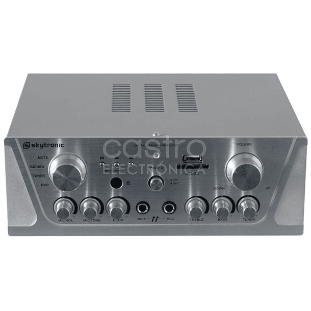 Amplificador de Karaoke (FM/SD/USB/MP3) 2x 50W RMS Cinza - Skytronic 2