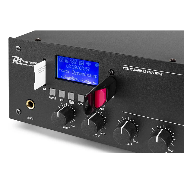 Amplificador de Linha 100V 50W 2 Zonas MP3/USB/SD/BLUETOOTH (PPA502) - POWER DYNAMICS 4