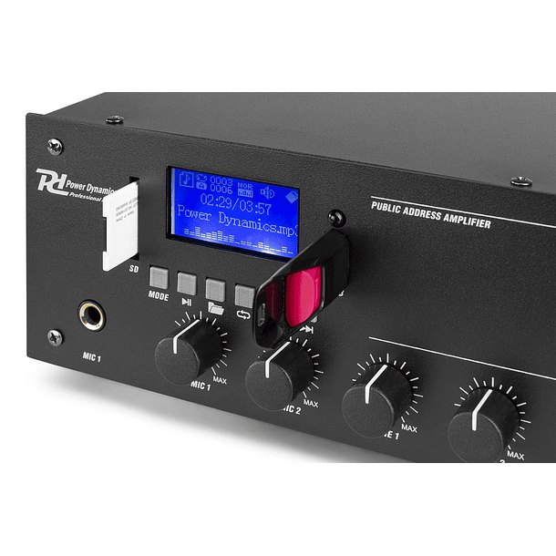 Amplificador de Linha 100V 50W 2 Zonas MP3/USB/SD/BLUETOOTH (PPA502) - POWER DYNAMICS 4