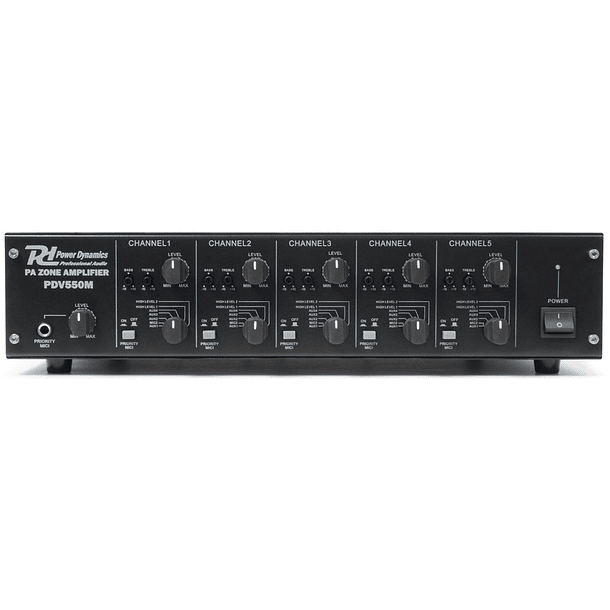 Amplificador Matrix Linha 100V 5x 50W RMS c/ 5 Zonas (PDV550M) - POWER DYNAMICS 1