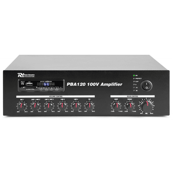 Amplificador PA 120W RMS (100V) com MP3 USB/SD/BLUETOOTH (PBA120) - Power Dynamics 2