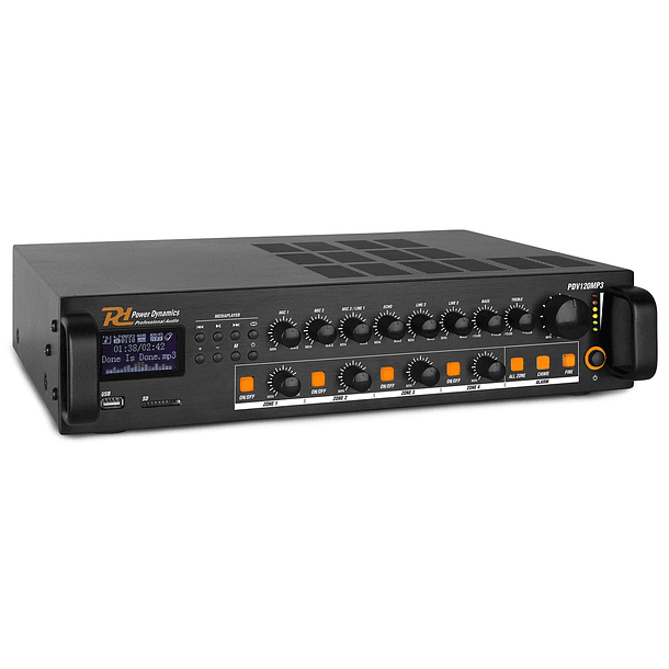 Amplificador Linha 100V 120W RMS c/ 4 Zonas MP3/USB/SD/FM/BLUETOOTH (PDV120MP3) - Power Dynamics 4