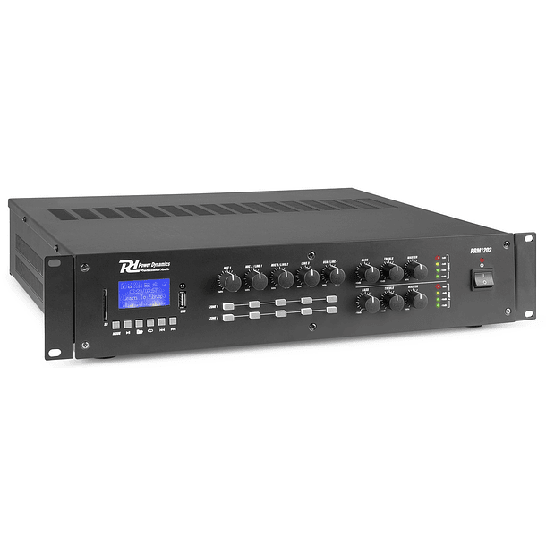 Amplificador Matrix 2 Zonas 240W RMS (100V) c/ BLUETOOTH/SD/USB (PRM1202) - POWER DYNAMICS 1