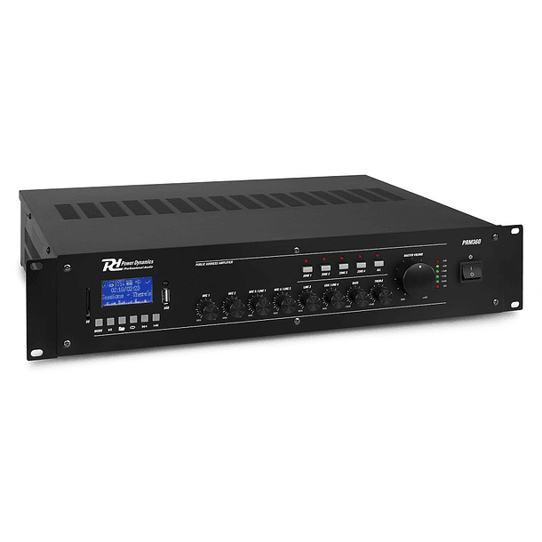 Amplificador 360W RMS (100V) 6 Canais 4 Zonas c/ MP3/USB/BLUETOOTH (PRM360) - POWER DYNAMICS 1