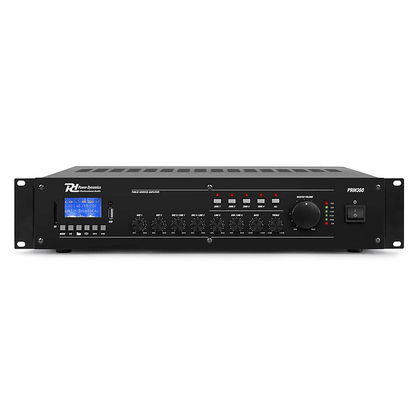 Amplificador 360W RMS (100V) 6 Canais 4 Zonas c/ MP3/USB/BLUETOOTH (PRM360) - POWER DYNAMICS 2