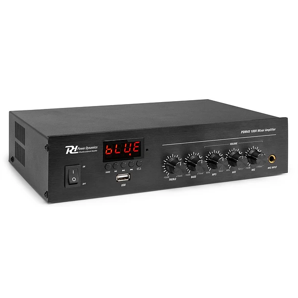 Amplificador 45W RMS (100V) c/ MP3/FM/USB/BLUETOOTH (PDM45) - Power Dynamics 1
