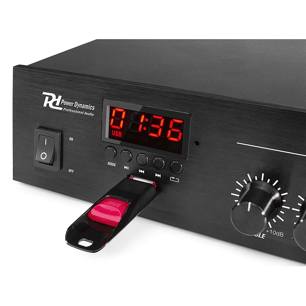 Amplificador 25W RMS (100V) c/ MP3/FM/USB/BLUETOOTH (PDM25) - Power Dynamics 2