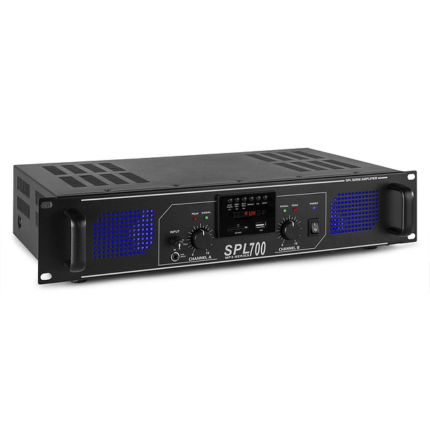 Amplificador PA 2x 350W FM/MP3 USB/SD 19 c/ Comando (SP...