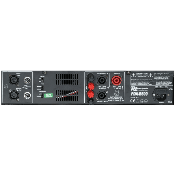 Amplificador PA Profissional 2x 250W RMS (PDA-B500) - Power Dynamics 3
