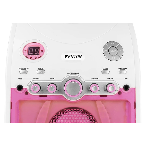 Coluna Karaoke SBS20W Bluetooth c/ Leitor CD (Branco/Rosa) - FENTON 2