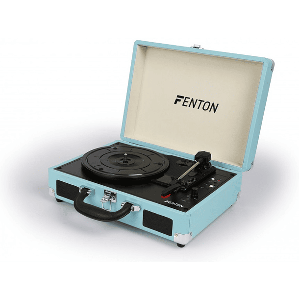 Gira Discos 33/45 RPM c/ Colunas em Mala Transporte Azul (RP115) - FENTON 1