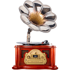 Gira Discos RETRO 33/45/78 RPM 2x 5W c/ Leitor FM/CD/USB/BLUETOOTH - RICATECH 1