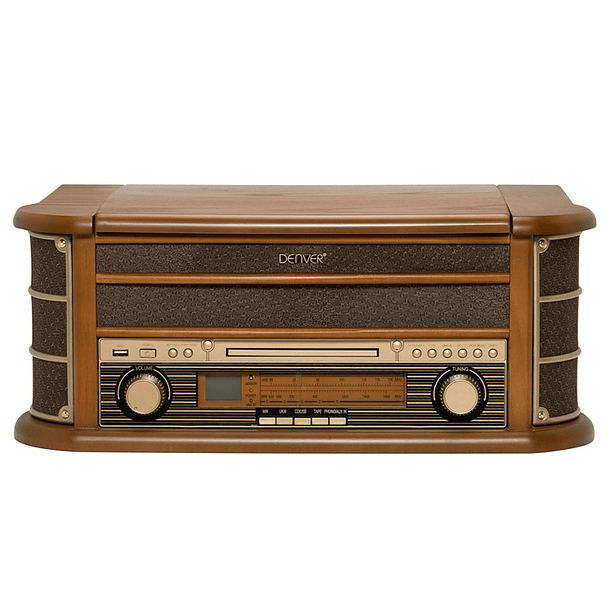 Gira-Discos Retro Madeira 33/45/78RPM AM/FM/CD/USB/MP3 c/ Colunas 2x 2,5W (MCR-50MK3) - DENVER 2