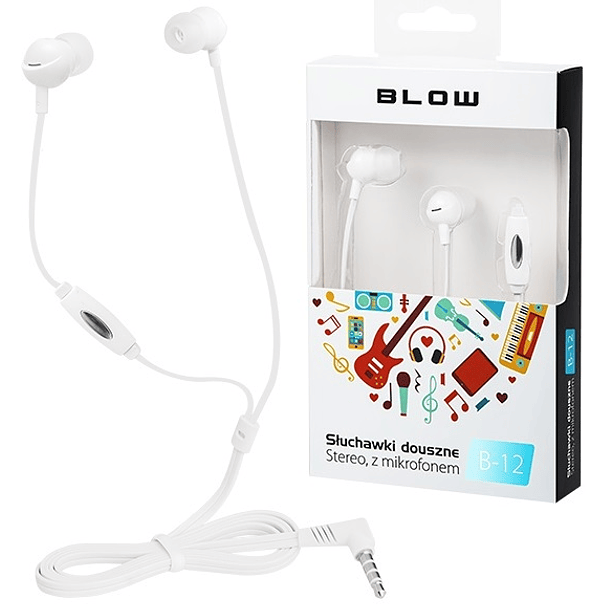 Headphones Stereo MP3/MP4 c/ Microfone (Branco) - BLOW 1