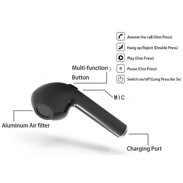 Headphones Bluetooth s/ Fios (IOS/Android) Preto 4