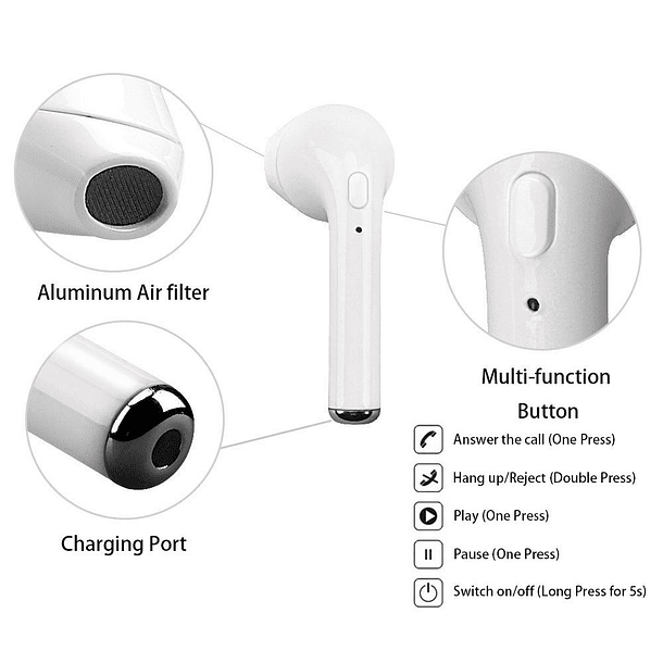 Headphones Bluetooth s/ Fios (IOS/Android) Branco 3