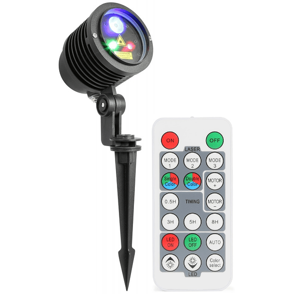 Laser IP65 Exteriores Verde/Vermelho 75/125mW + LED 3W RGB c/ Comando - beamZ 1