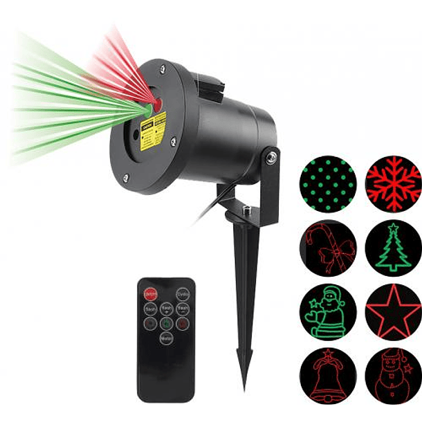 Projector Laser c/ Efeitos Natal 5W p/ Exterior c/ Comando (Vermelho/Verde) - WELL 1