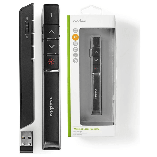Apresentador Diapositivos c/ Apontador Laser s/ Fios - NEDIS 1