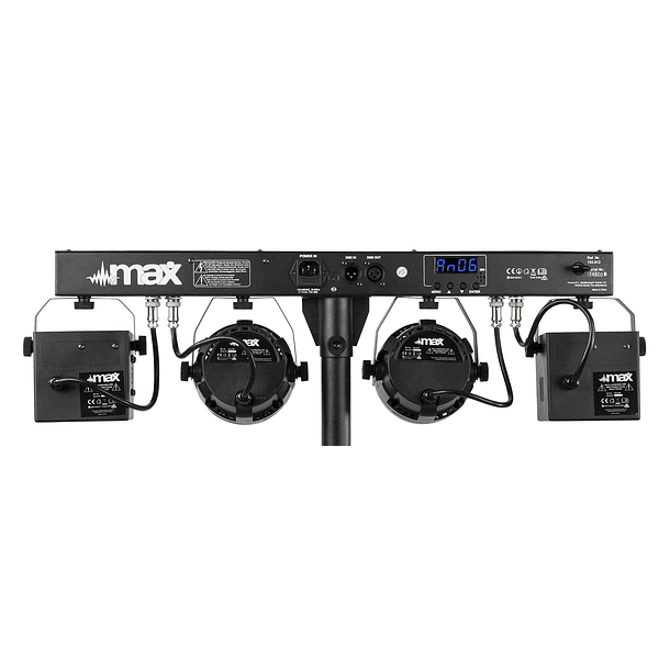 Barra LED´s Portátil DMX c/ 2 Projetores PAR Strobe + 2 Projectores Derby RGBW - MAX 4