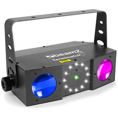Projector Efeitos Disco (3-EM-1) c/ Duplo MoonFlower, Laser RG e Strobe DMX (TERMINATOR IV) - beamZ