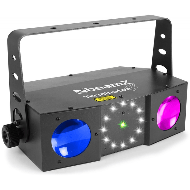 Projector Efeitos Disco (3-EM-1) c/ Duplo MoonFlower, Laser RG e Strobe DMX (TERMINATOR IV) - beamZ 1