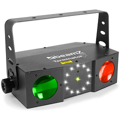 Projector Efeitos Disco (3-EM-1) c/ Duplo MoonFlower, Laser RG e Strobe DMX (TERMINATOR IV) - beamZ
