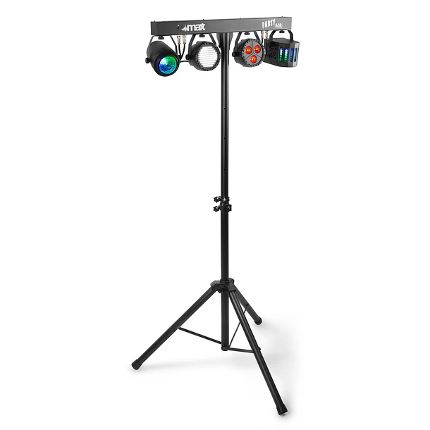 Barra LED´s Portátil DMX c/ 4 Projetores Jelly Moon, Derby, Foco PAR, Strobe RGBW (PARTYBAR09) - MAX 1