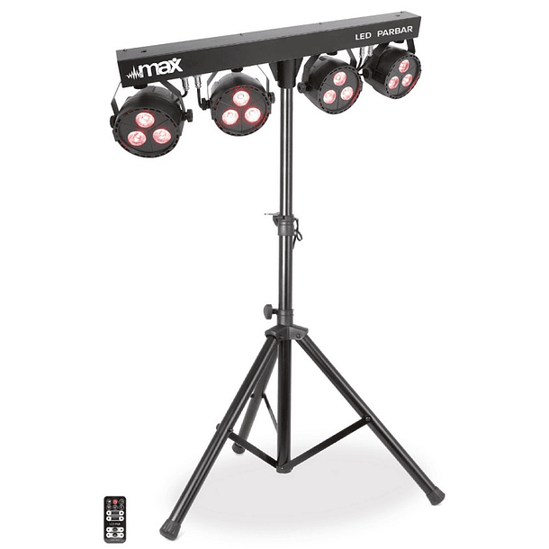 Barra LEDs Portátil c/ 4 Projectores LED 3x 4-EM-1 RGBW + Tripé - MAX 1