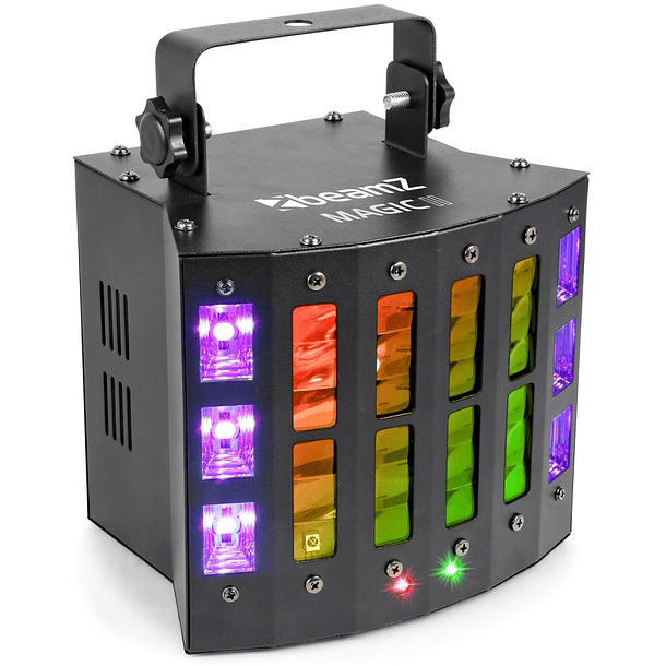 Projector Efeitos Disco LED RGBAWP c/ Luz Negra UV + Strobe + Laser RG (MAGIC2 DERBY) - beamZ 1