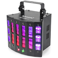 Projector Efeitos Disco LED RGBAWP c/ Luz Negra UV + Strobe + Laser RG (MAGIC2 DERBY) - beamZ